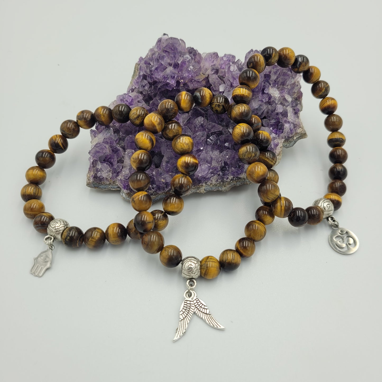 Bracelet Tiger Eye 8mm Hamsa