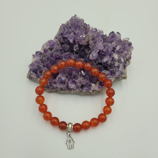 Bracelet Carnelian 8mm Hamsa