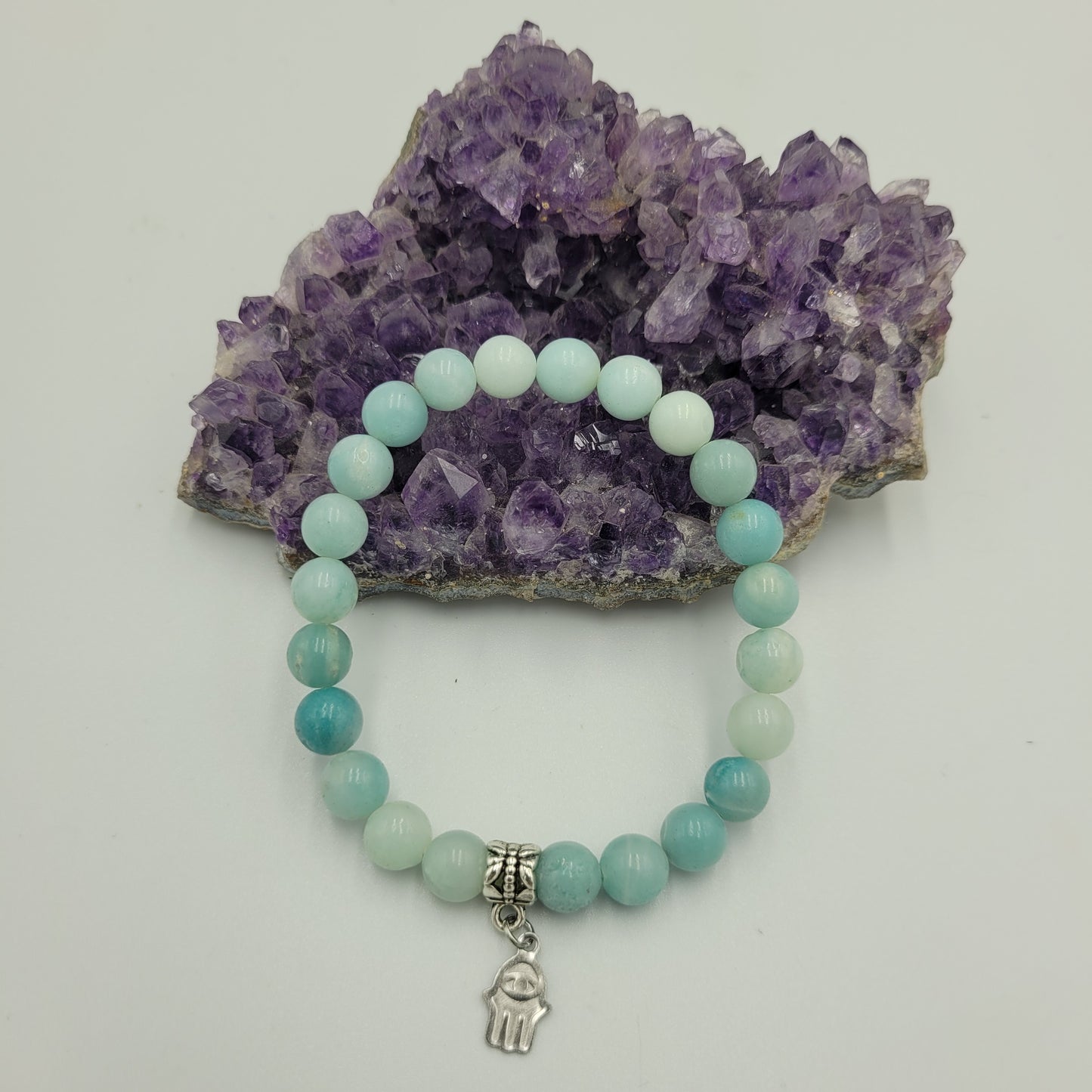 Bracelet Aquamarine 8 mm Hamsa