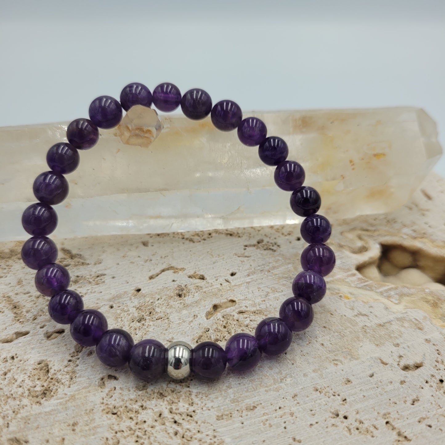 Men's Bracelet Amethyst 8mm stone