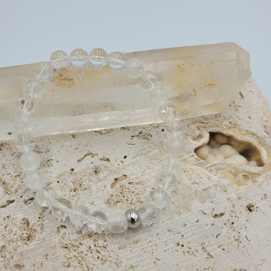 Men's Bracelet Clear quartz 8mm stone