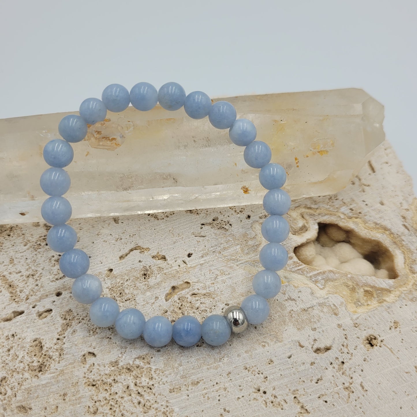 Men's Bracelet Aquamarine 8mm stone