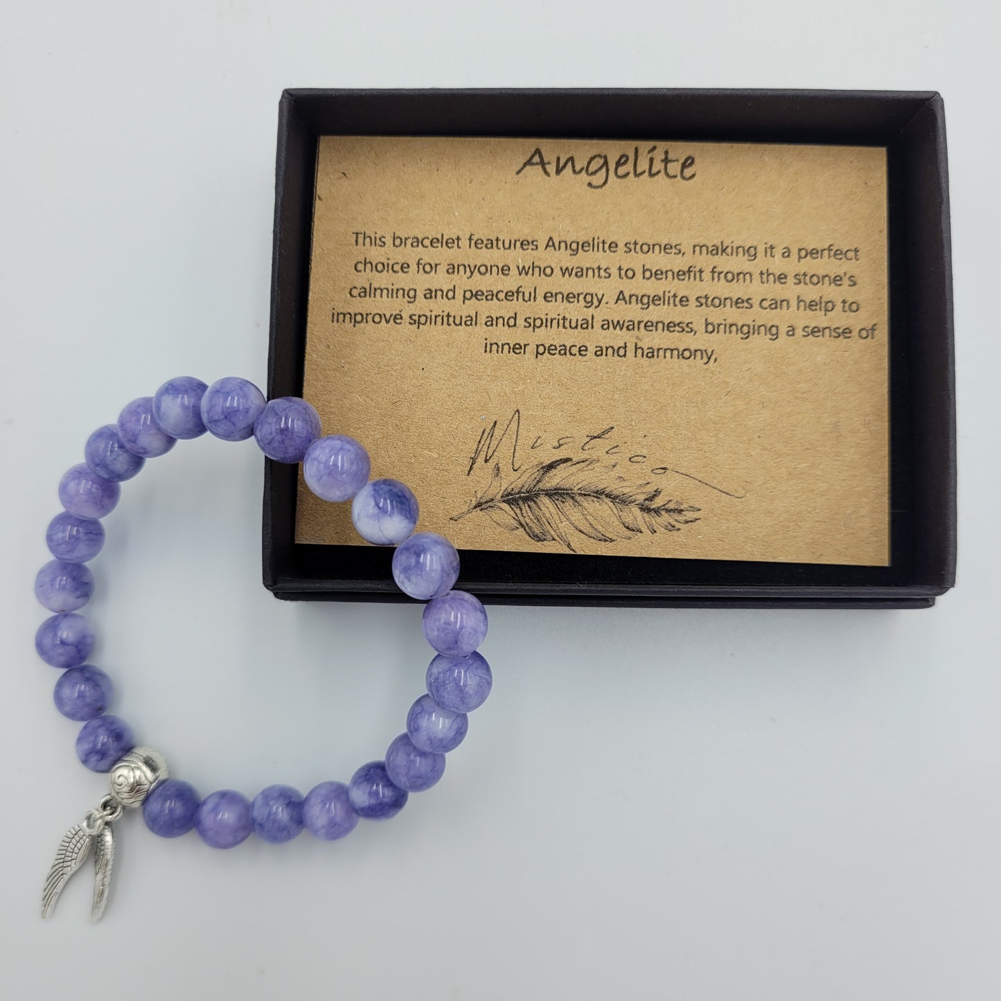 Bracelet Angelite stone 8mm Hamsa