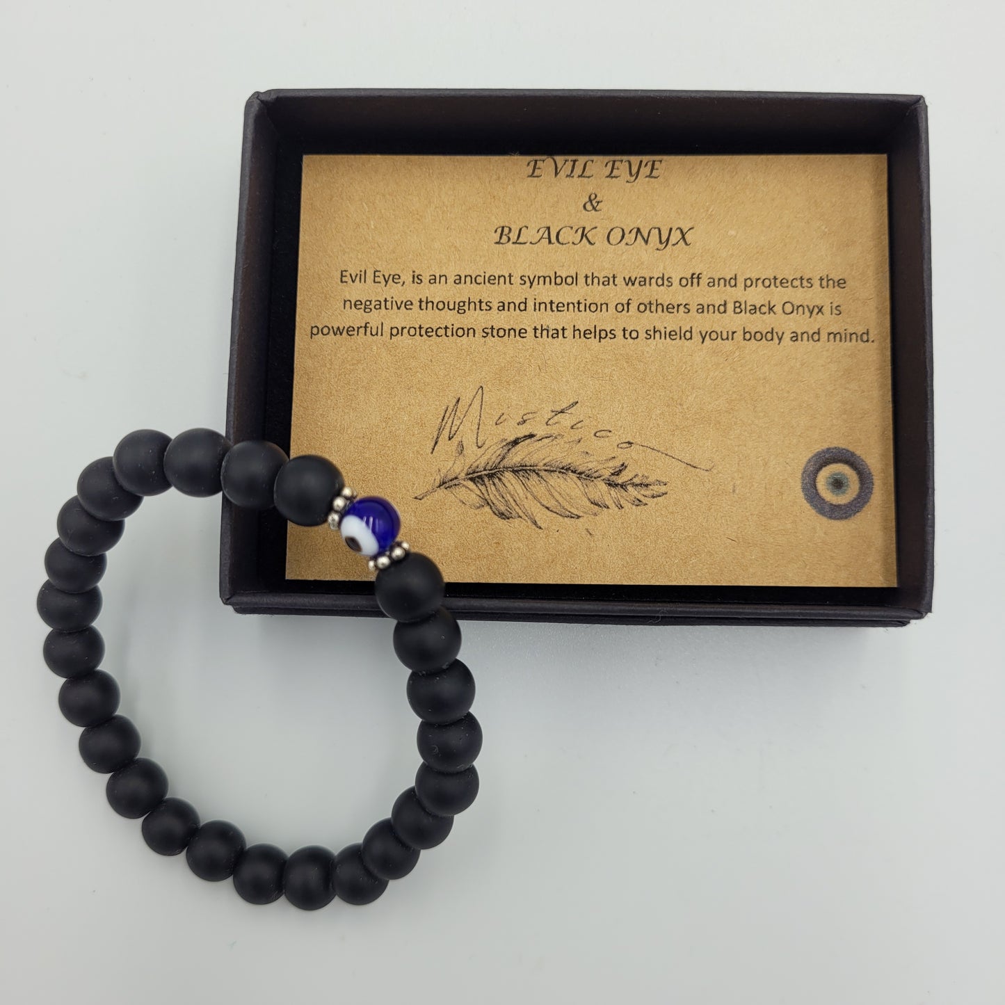 Bracelet Evil Eye & Black Onyx 8mm stone