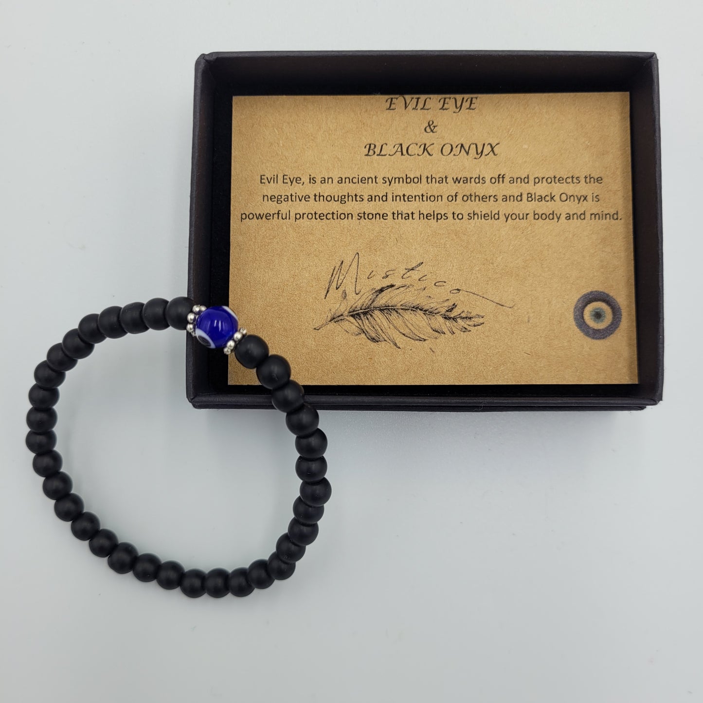 Bracelet Evil Eye & Black Onyx 6mm stone
