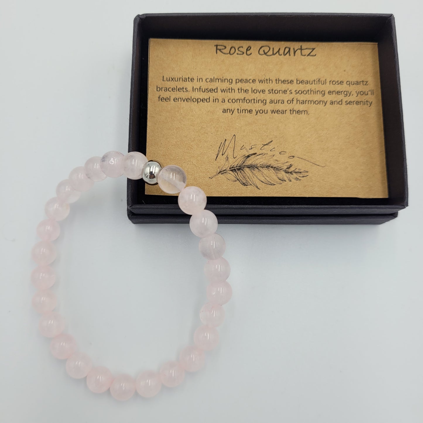 Men's Bracelet Rose quartz 8mm stone