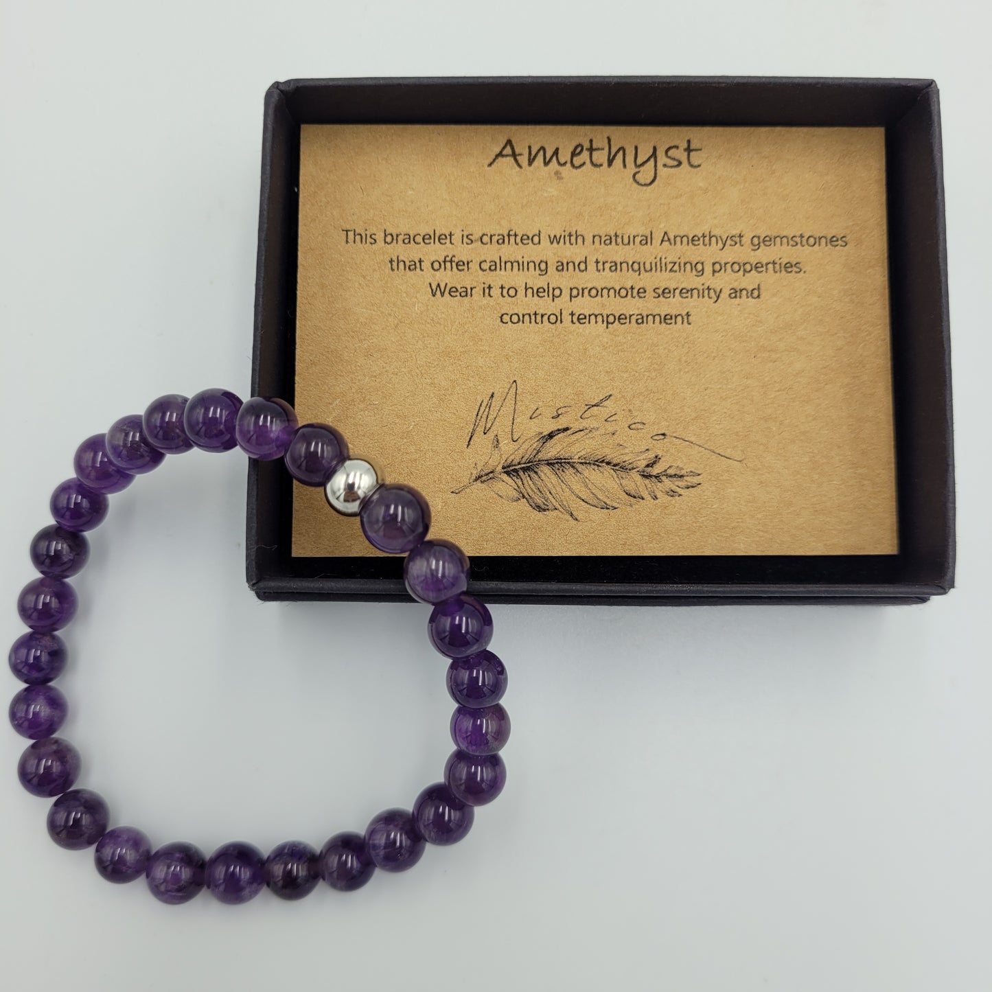 Men's Bracelet Amethyst 8mm stone