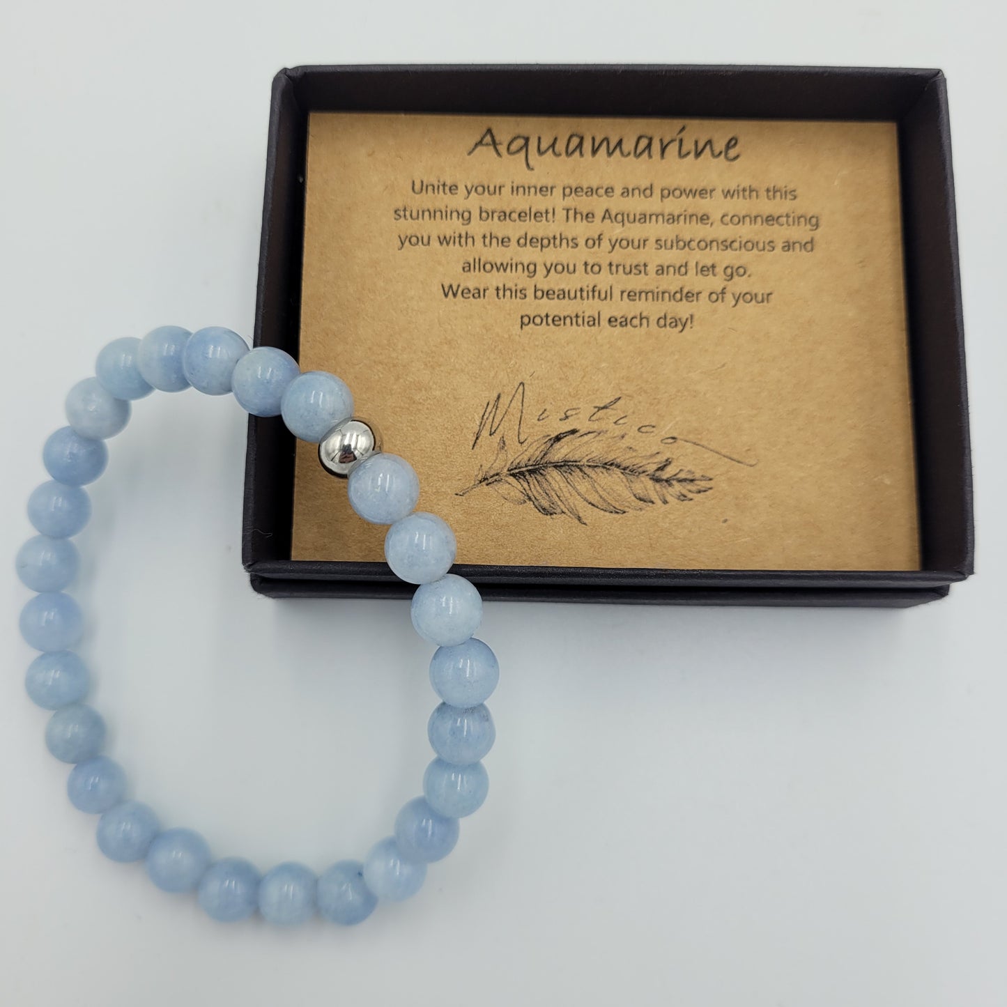 Men's Bracelet Aquamarine 8mm stone