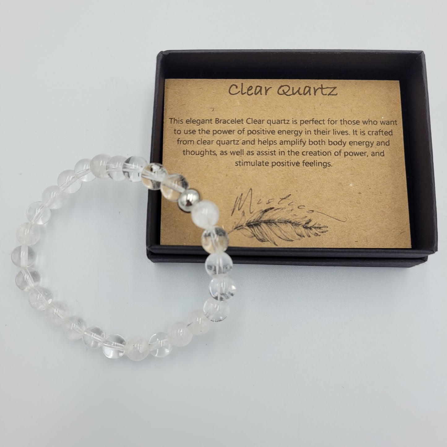 Men's Bracelet Clear quartz 8mm stone