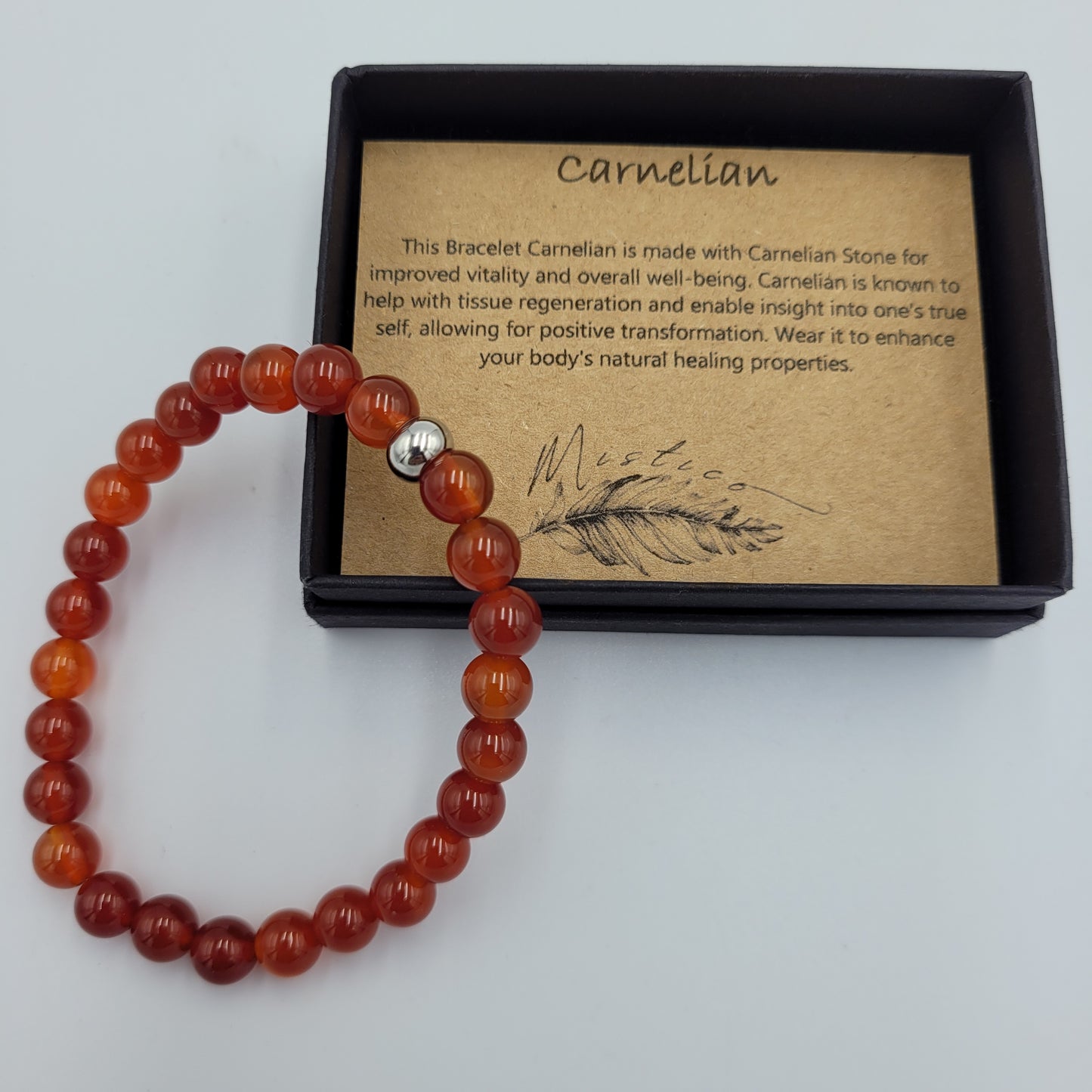 Men's Bracelet Carnelian 8mm stone