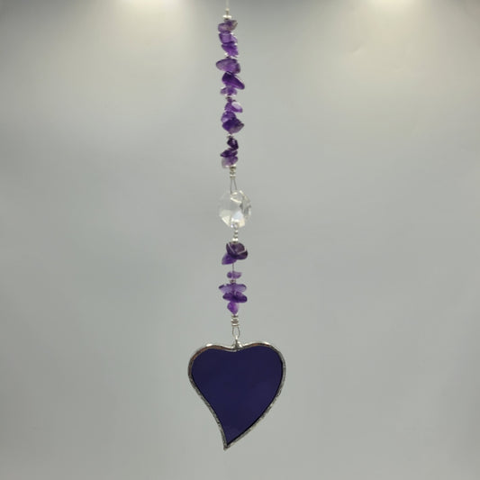Hanging Heart stained glass Crystal Stone