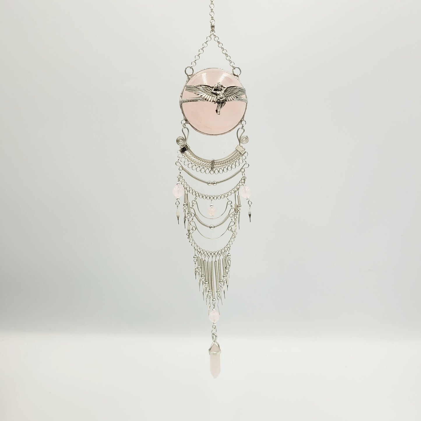 Rose Quartz Hanging Sphere /Angel