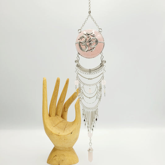 Rose Quartz Hanging Sphere / Om