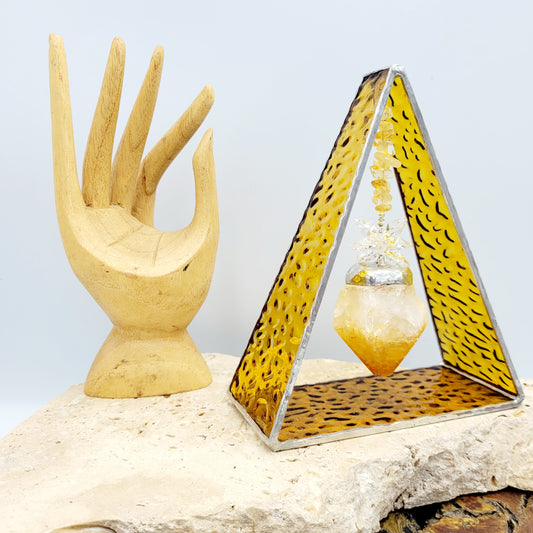 Citrine Stained Glass Triangle