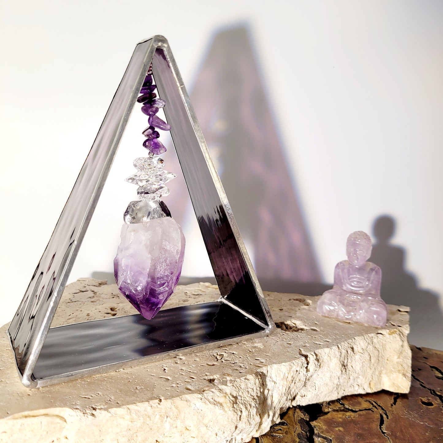 Amethyst Stained Glass Triangle