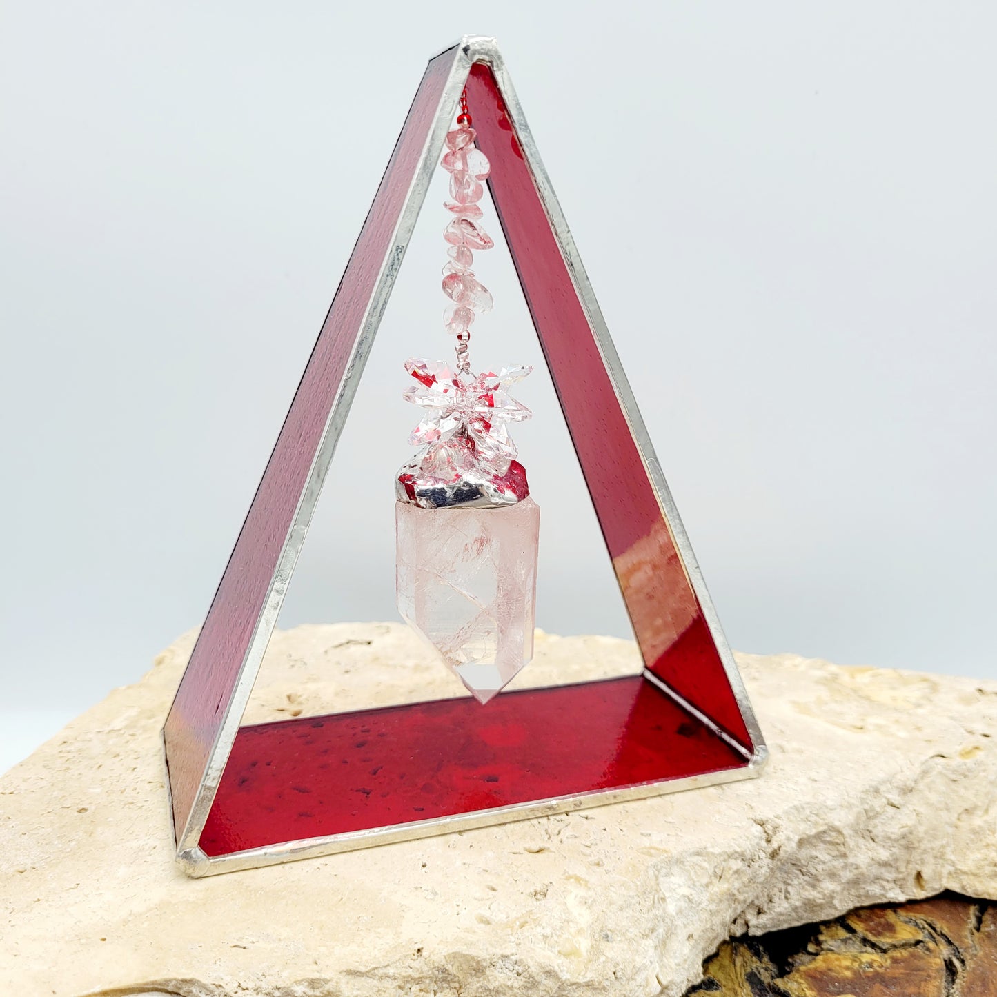 Clear Quartz Stained Glass Triangle