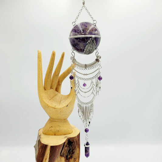 Amethyst Hanging Sphere / Feather