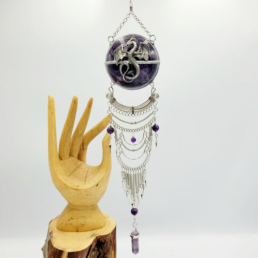 Amethyst Hanging Sphere / Dragon