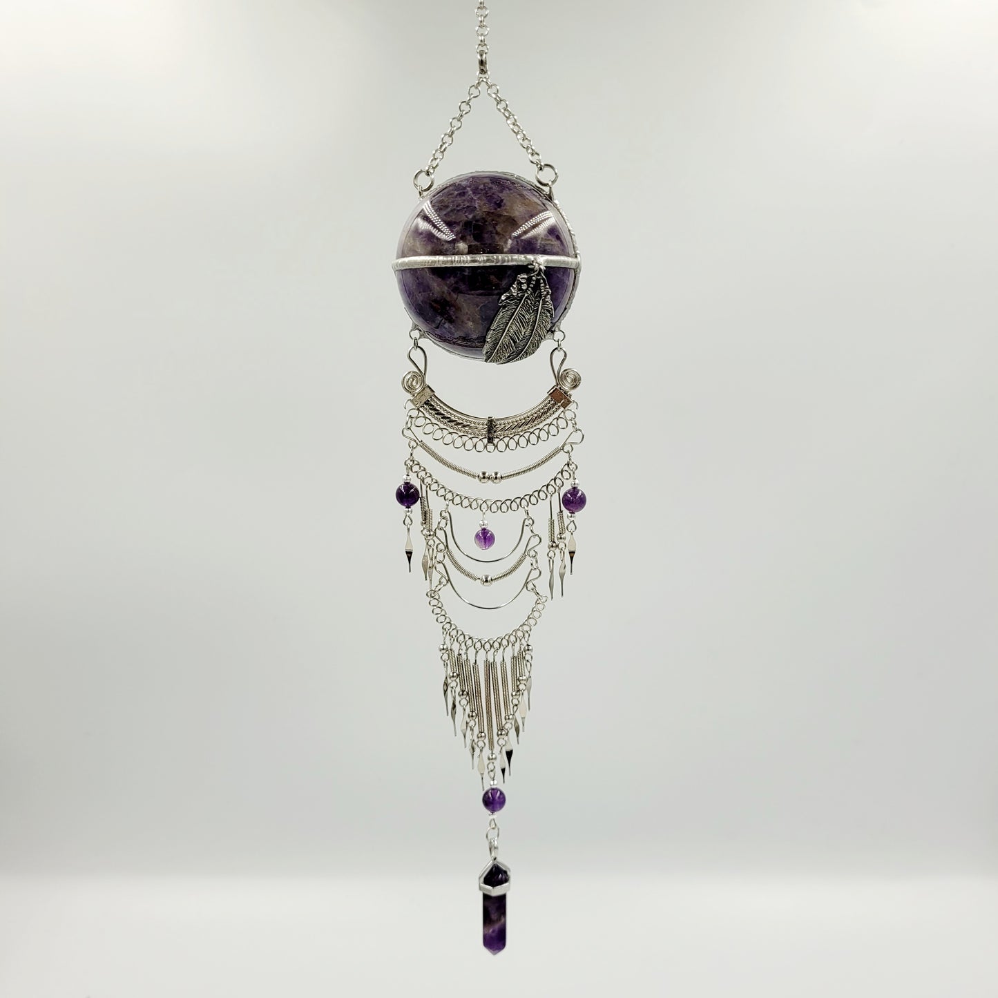 Amethyst Hanging Sphere / Feather