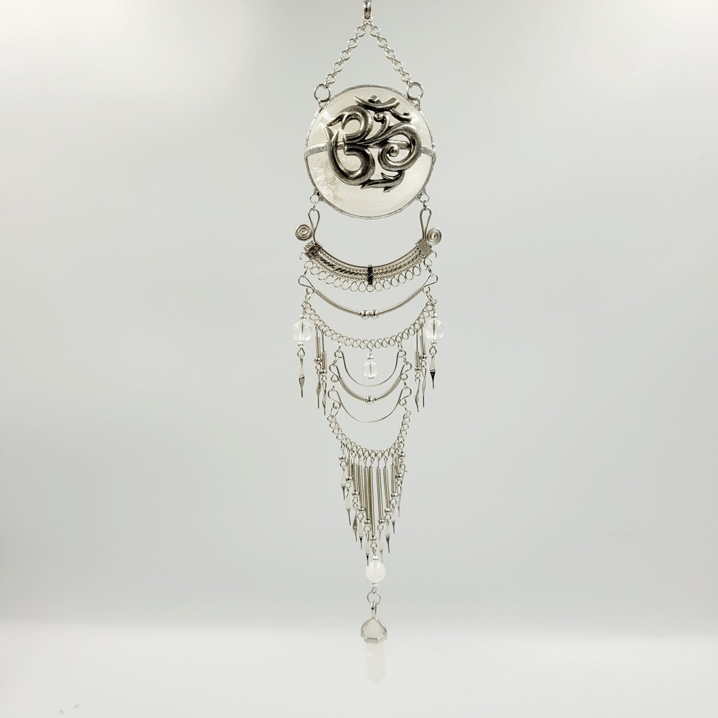 Clear Quartz Hanging Sphere /Om