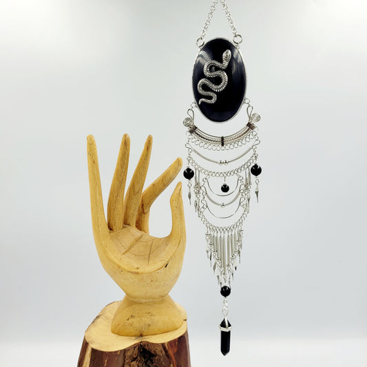 Obsidian Hanging Oval / Snake