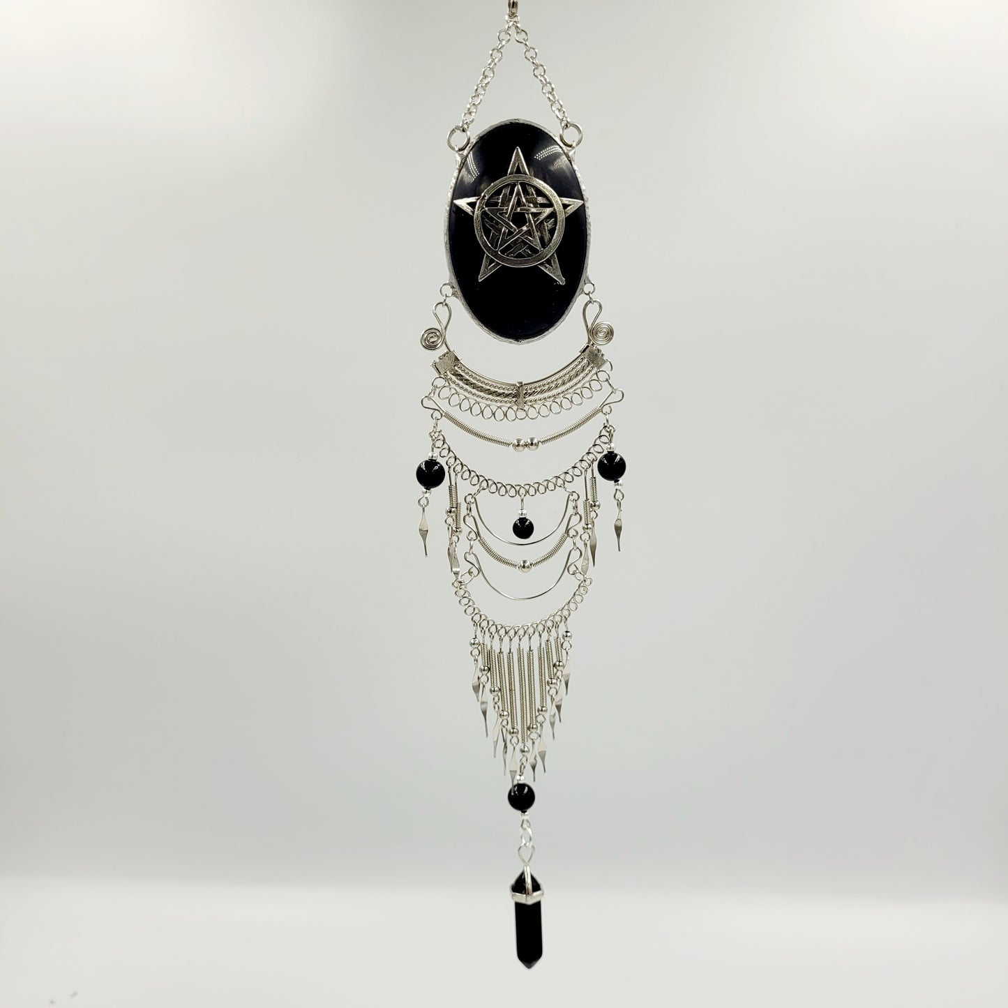Obsidian Hanging Oval / Pentagram