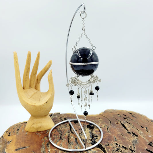 Obsidian Hanging Sphere with Stand
