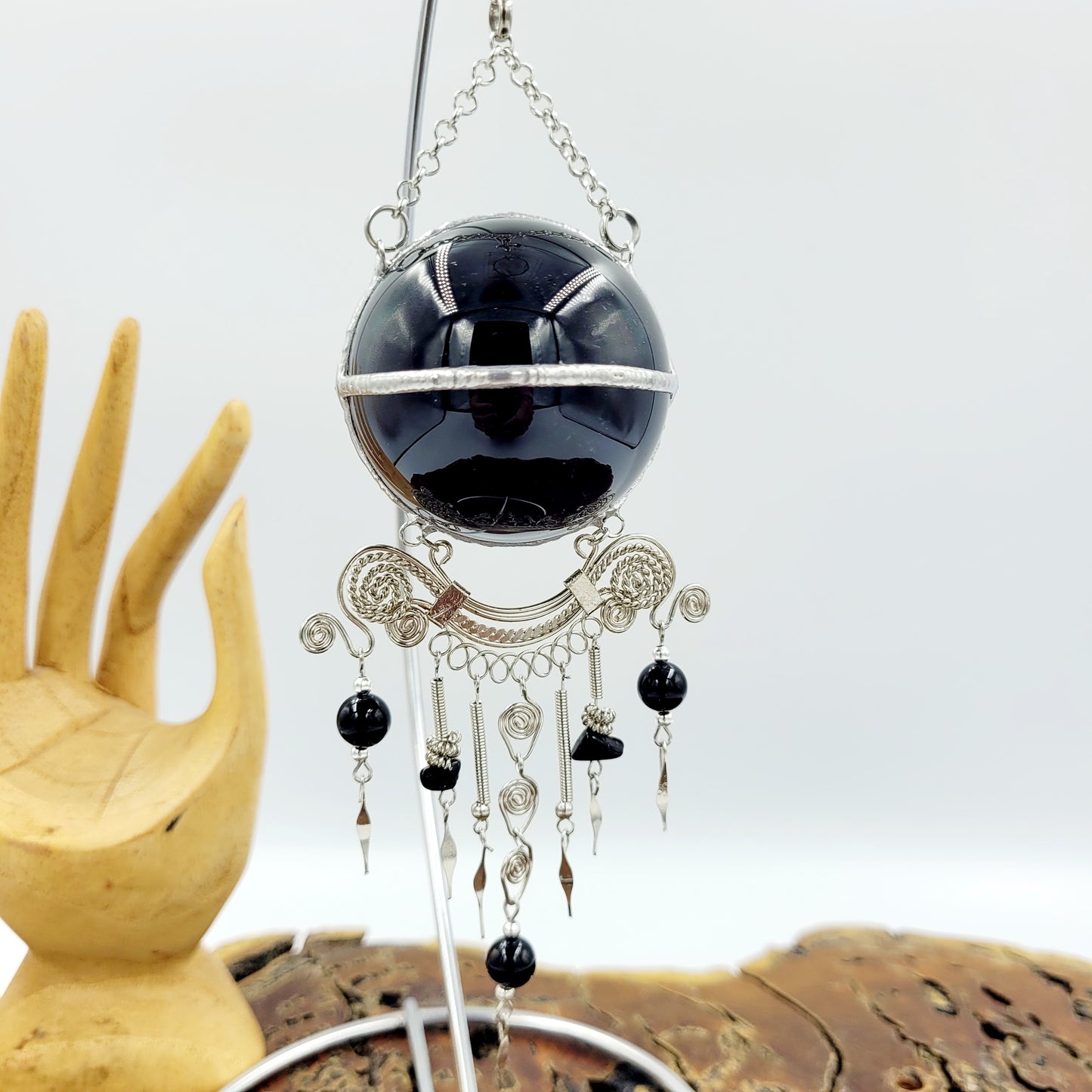 Obsidian Hanging Sphere with Stand