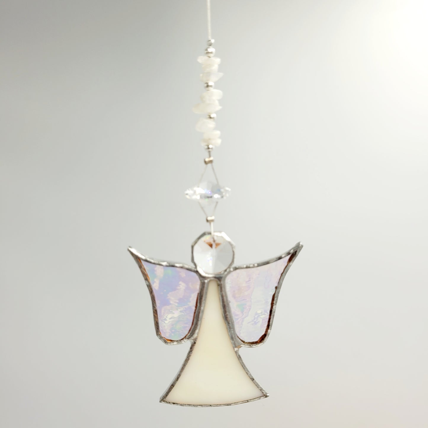 Hanging Angel Stained Glass White / Opalite
