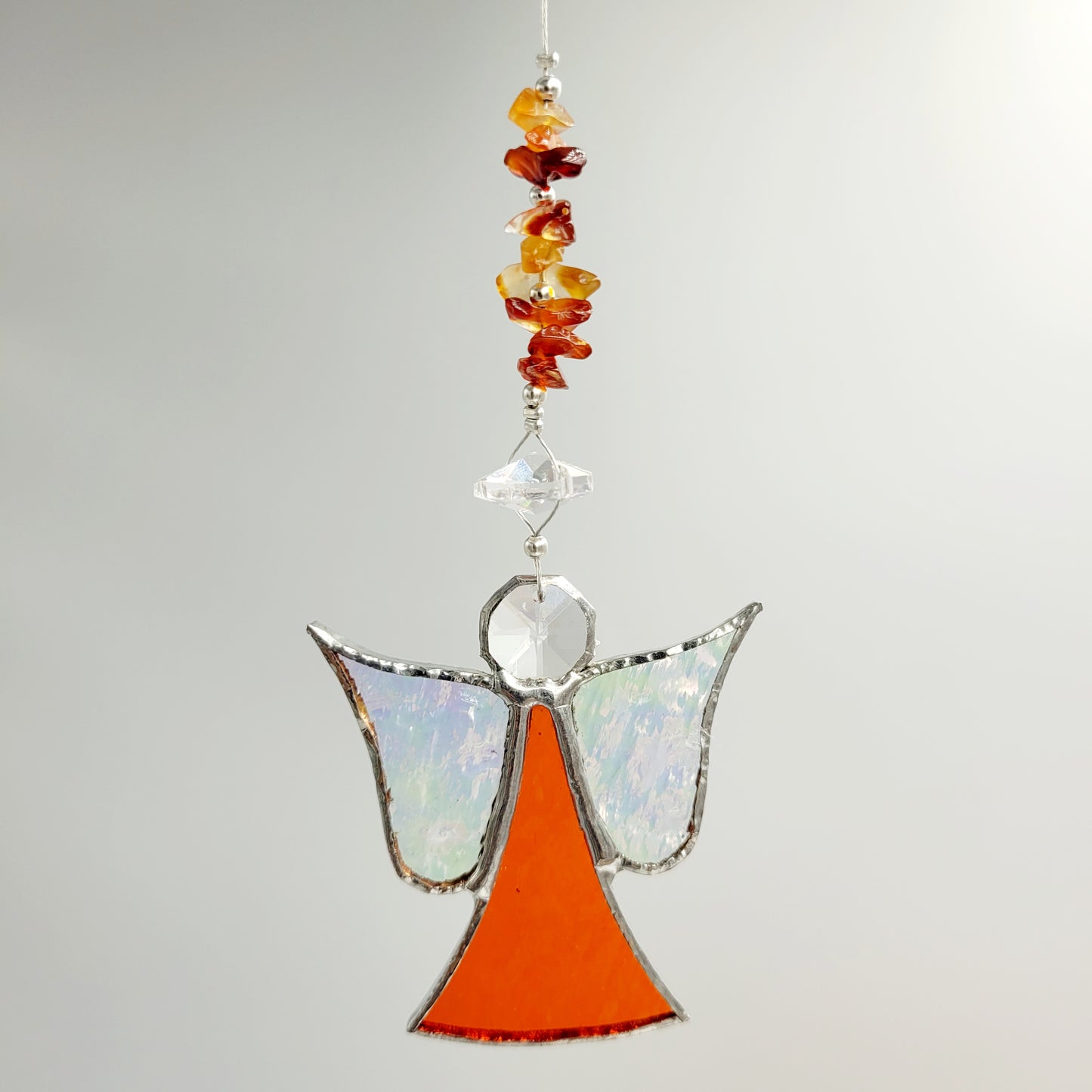 Hanging Angel stained Glass Orange / Carnelian