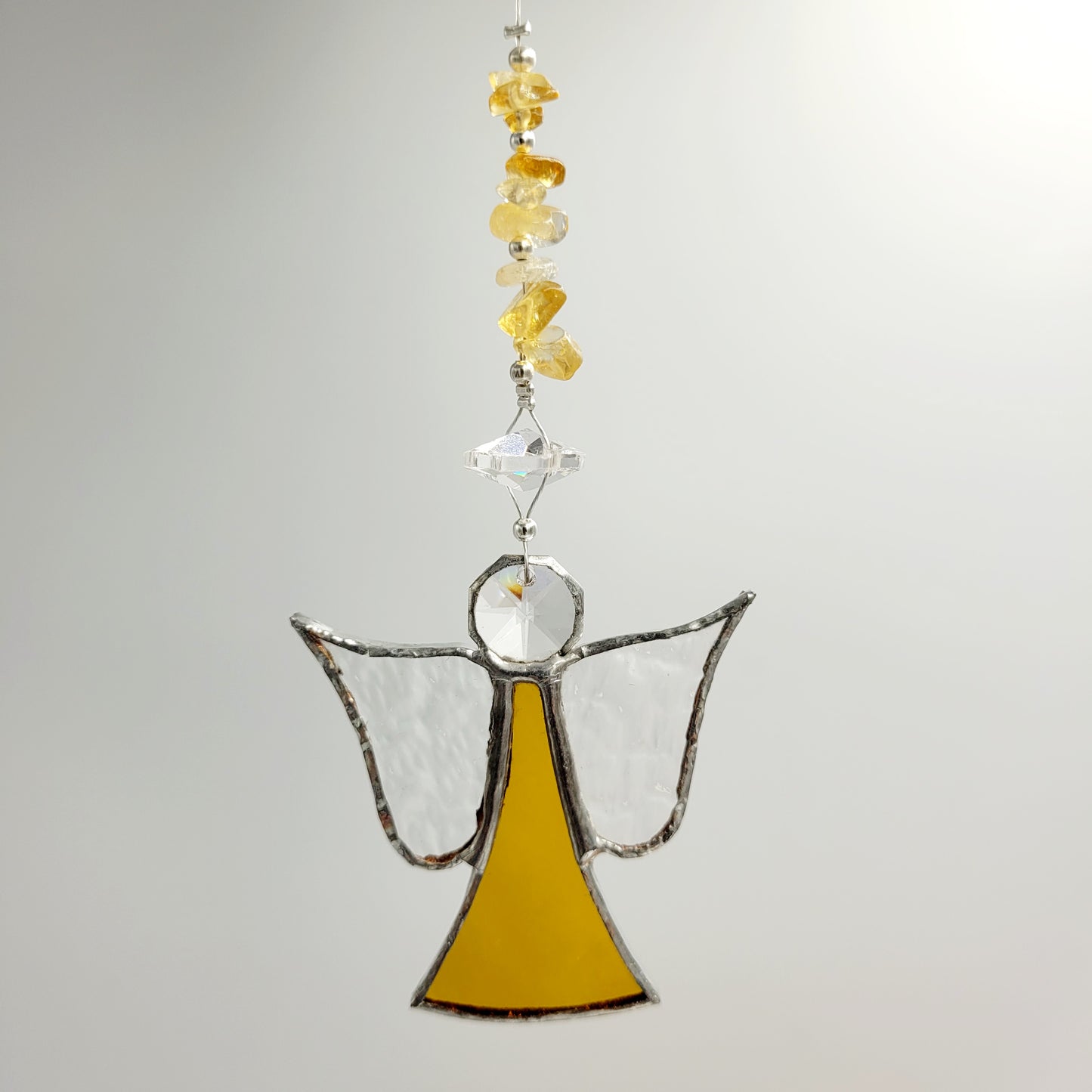 Hanging Angel stained Glass Gold / Citrine