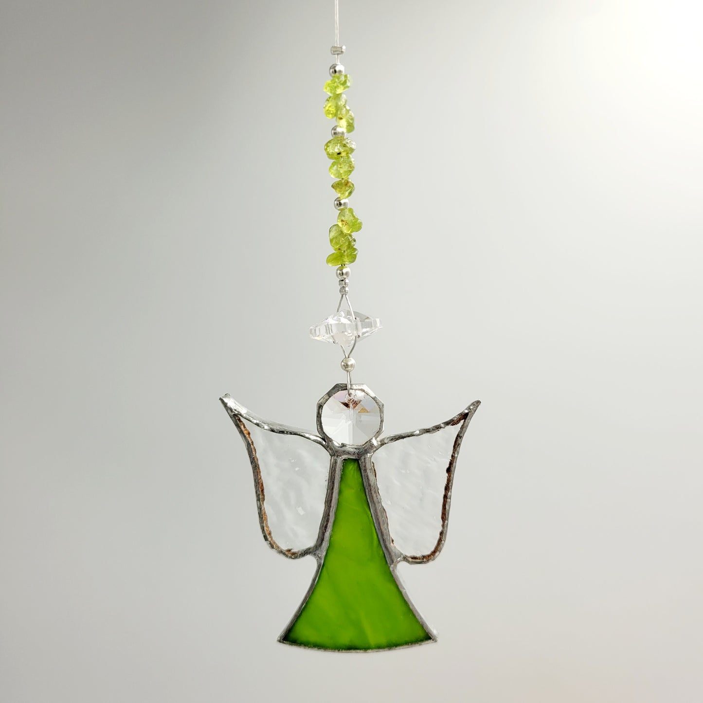 Hanging Angel Stained Glass Green /Peridot