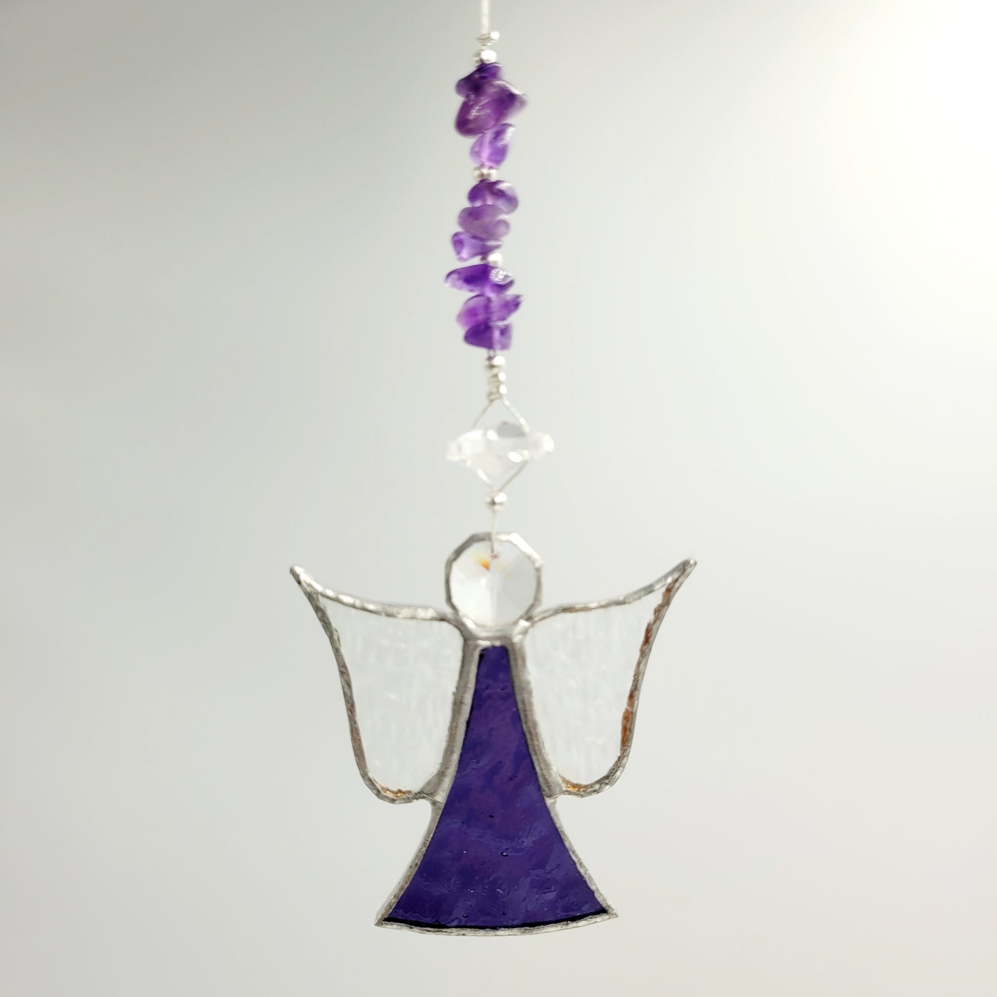 Hanging Angel Stained Glass Purple/ Amethyst