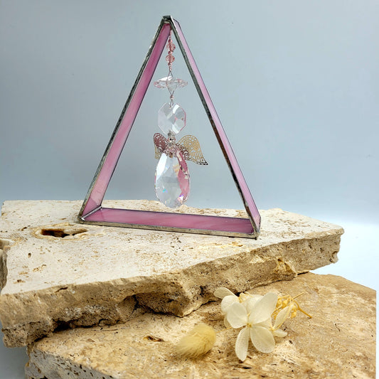 Angel Triangle Stained Glass / Pink