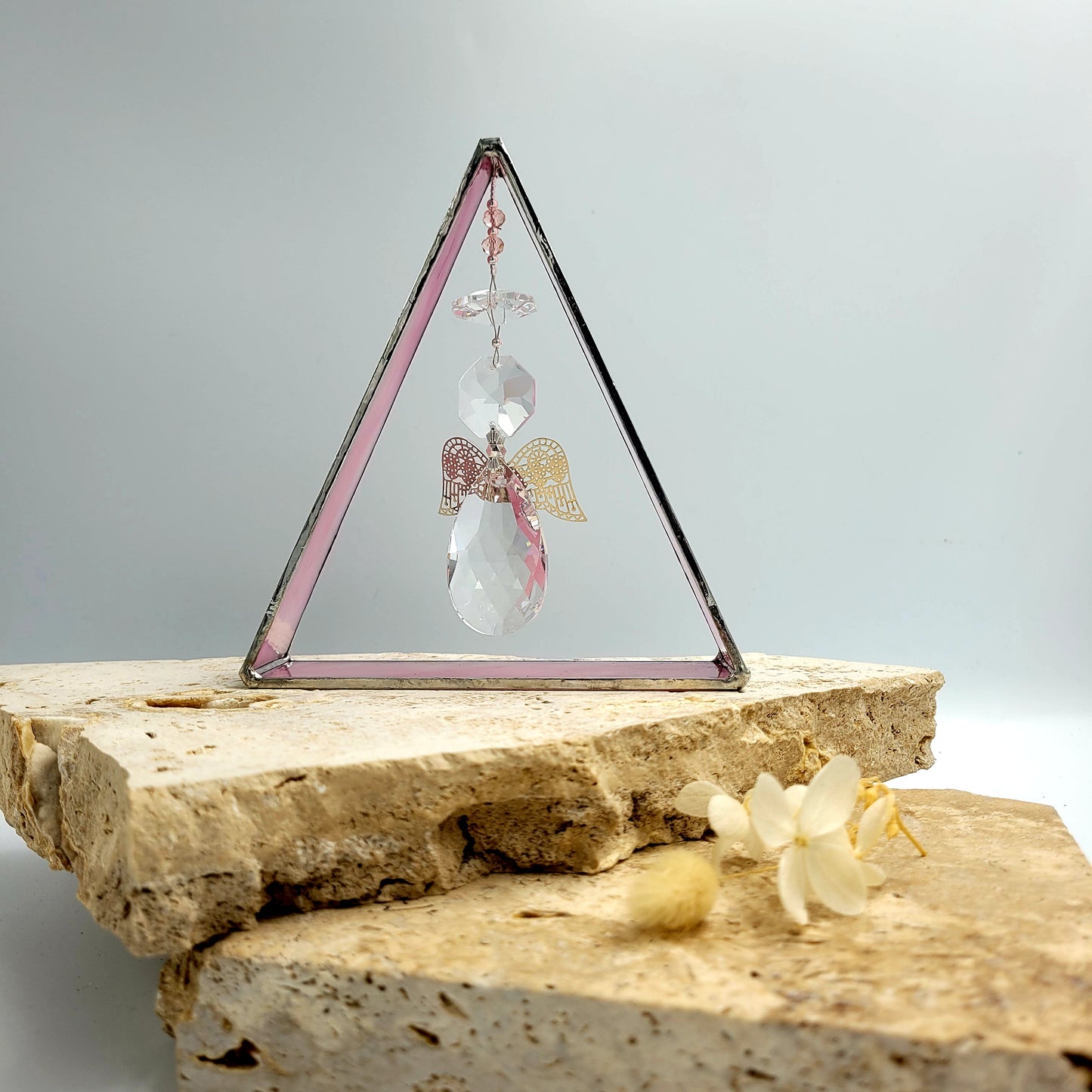 Angel Triangle Stained Glass / Pink