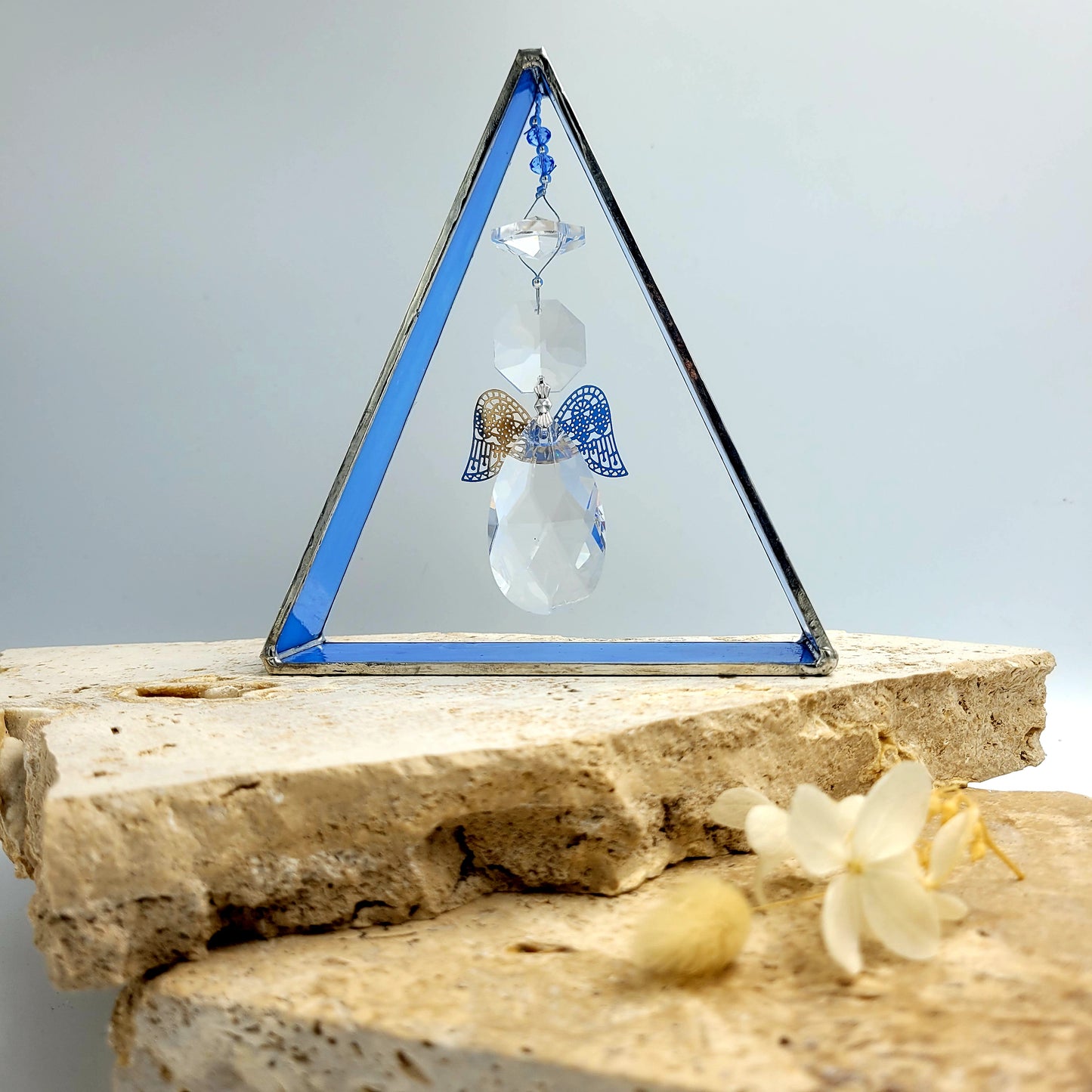 Angel Triangle Stained Glass Light Blue