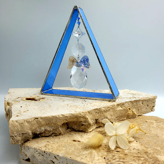 Angel Triangle Stained Glass Light Blue
