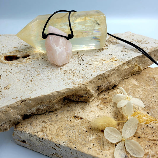 Necklace Plain Stone /Rose Quartz