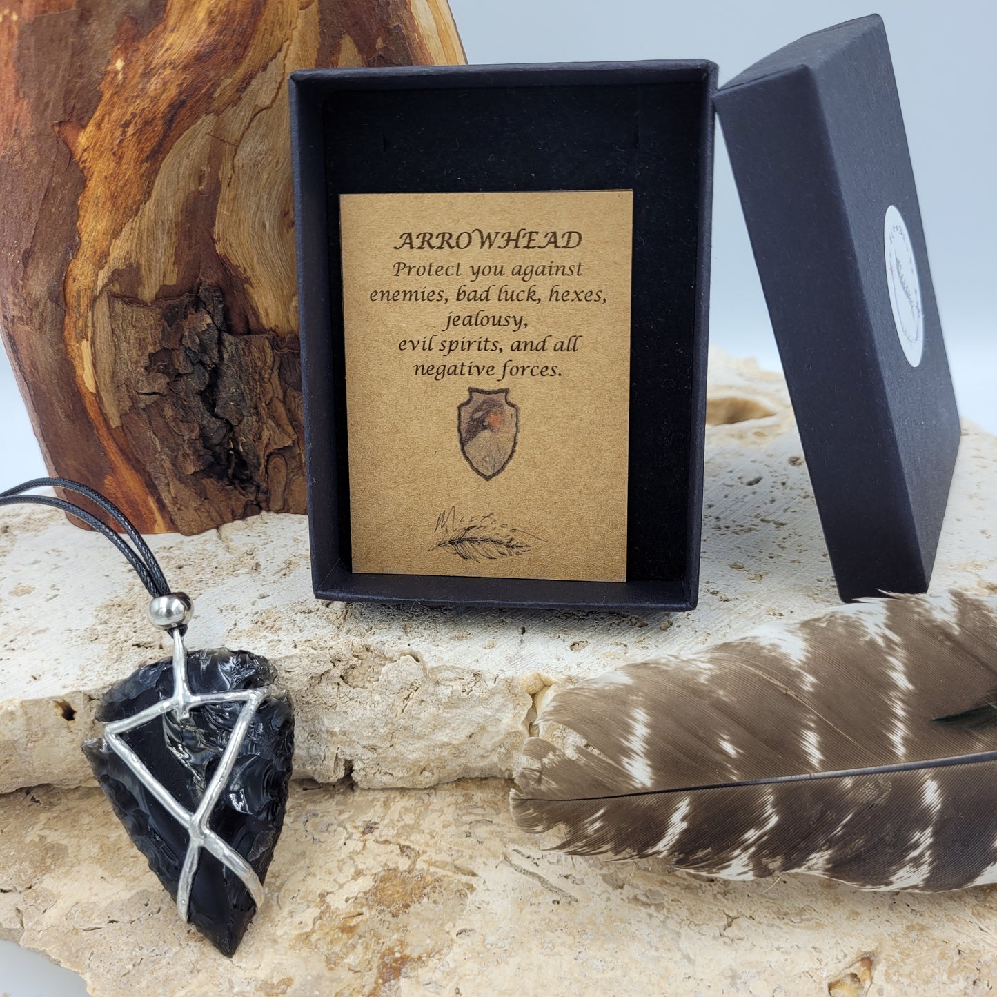 Obsidian Arrowhead Necklace - Plain