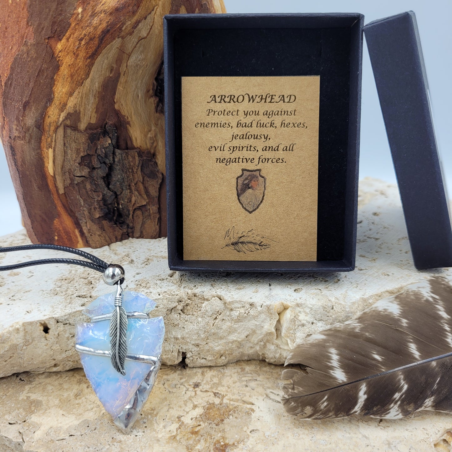 Opalite Pewter Arrowhead Necklace