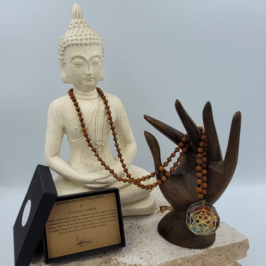 108 Rudraksha Prey Beads/ Round Orgone Chakra Necklace