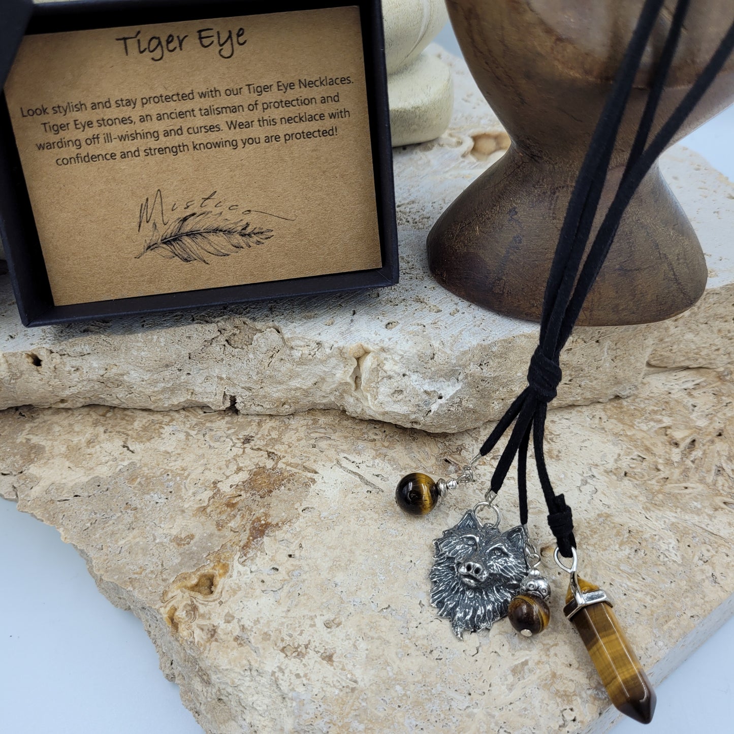 Tiger Eye Crystal Point Necklace