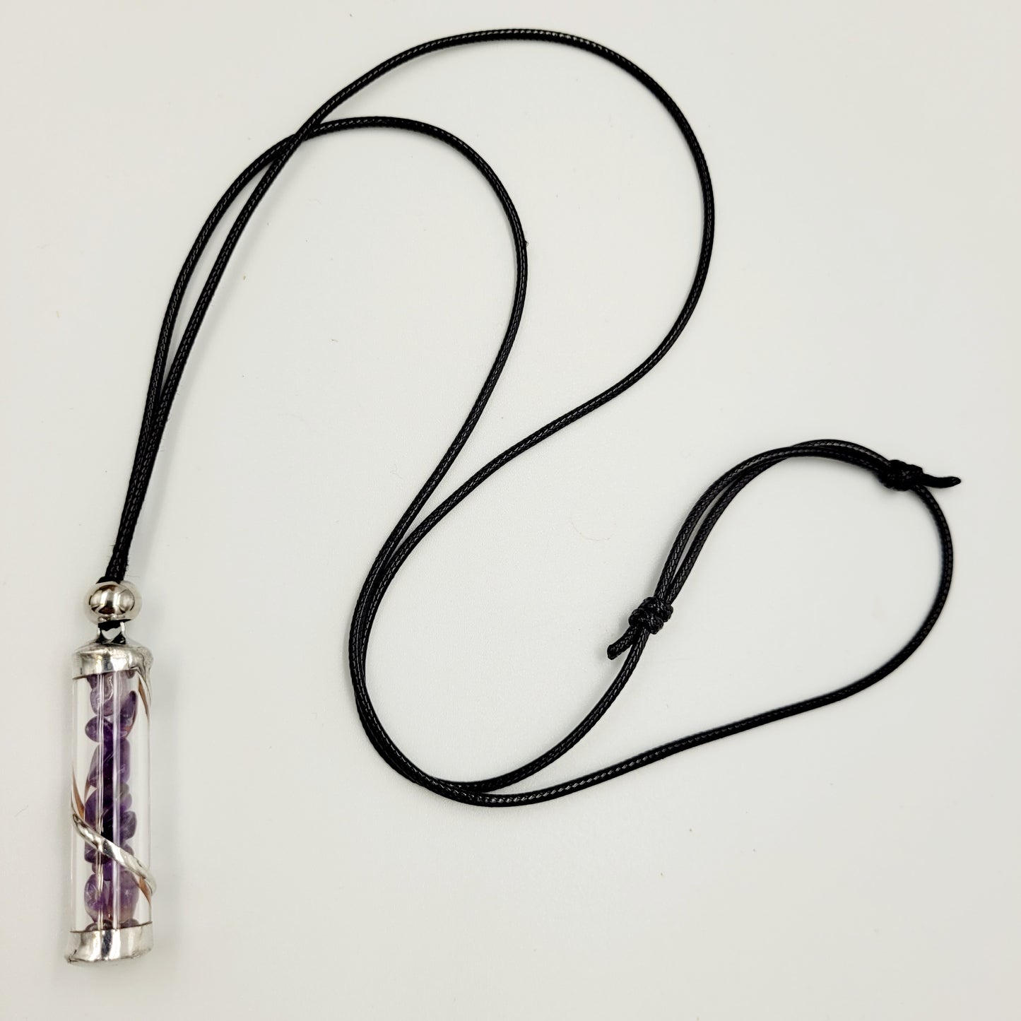 Amethyst Crystal Filled Tube Necklace