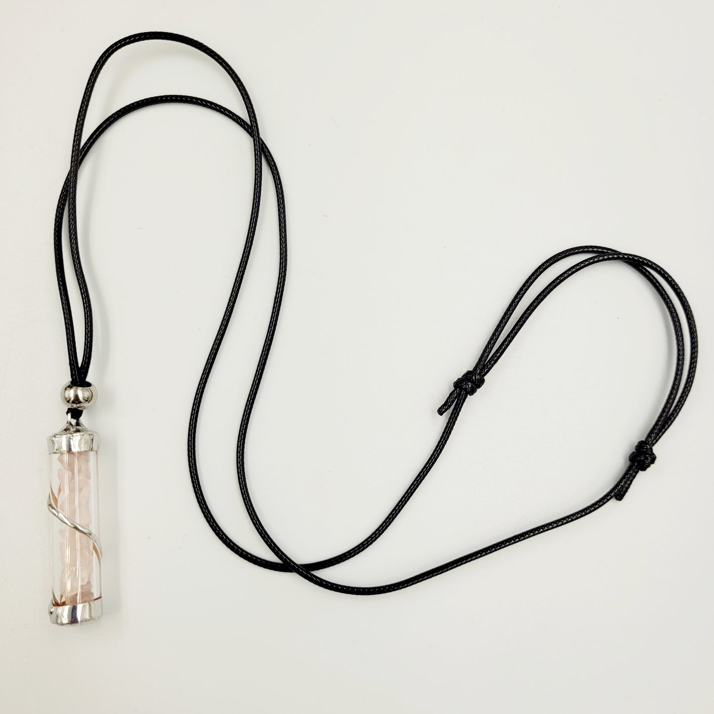 Rose Quartz Crystal Filled Tube Necklace