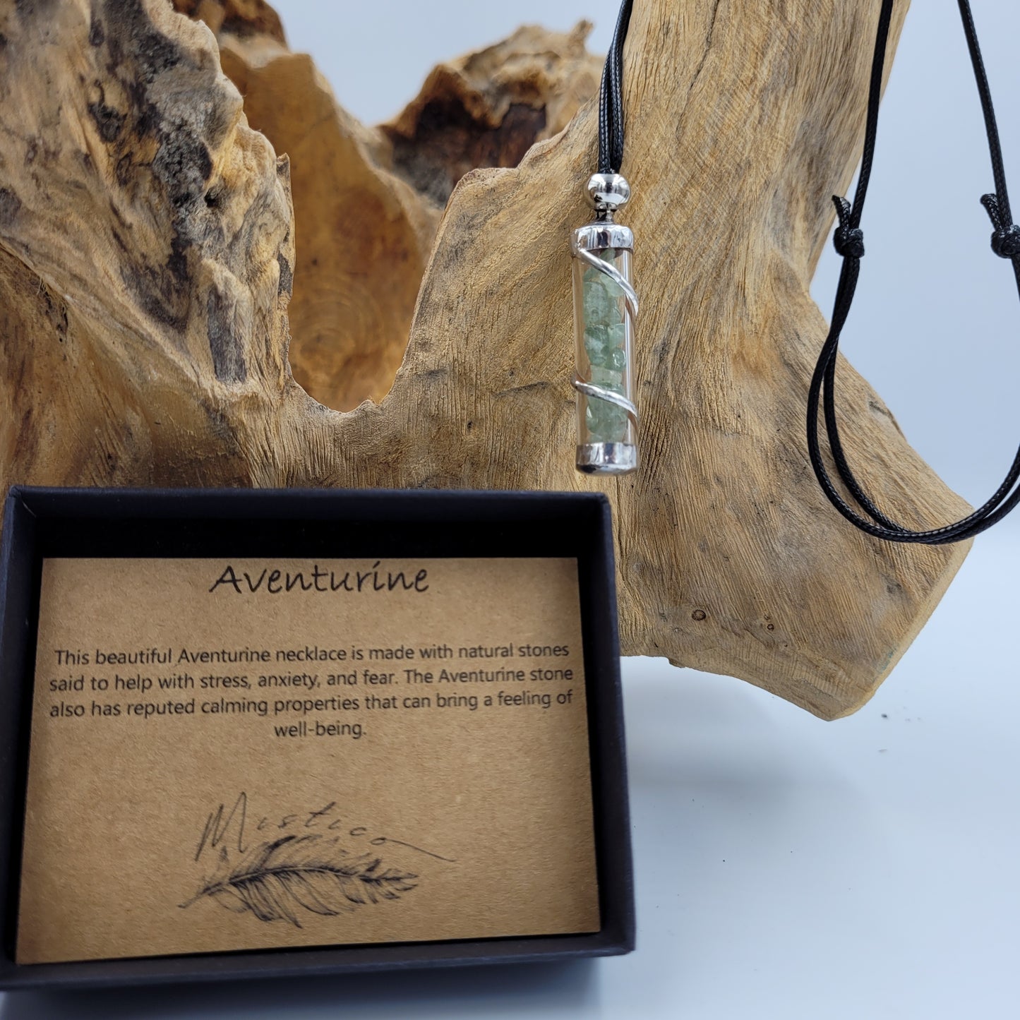 Aventurine Crystal Filled Tube Necklace