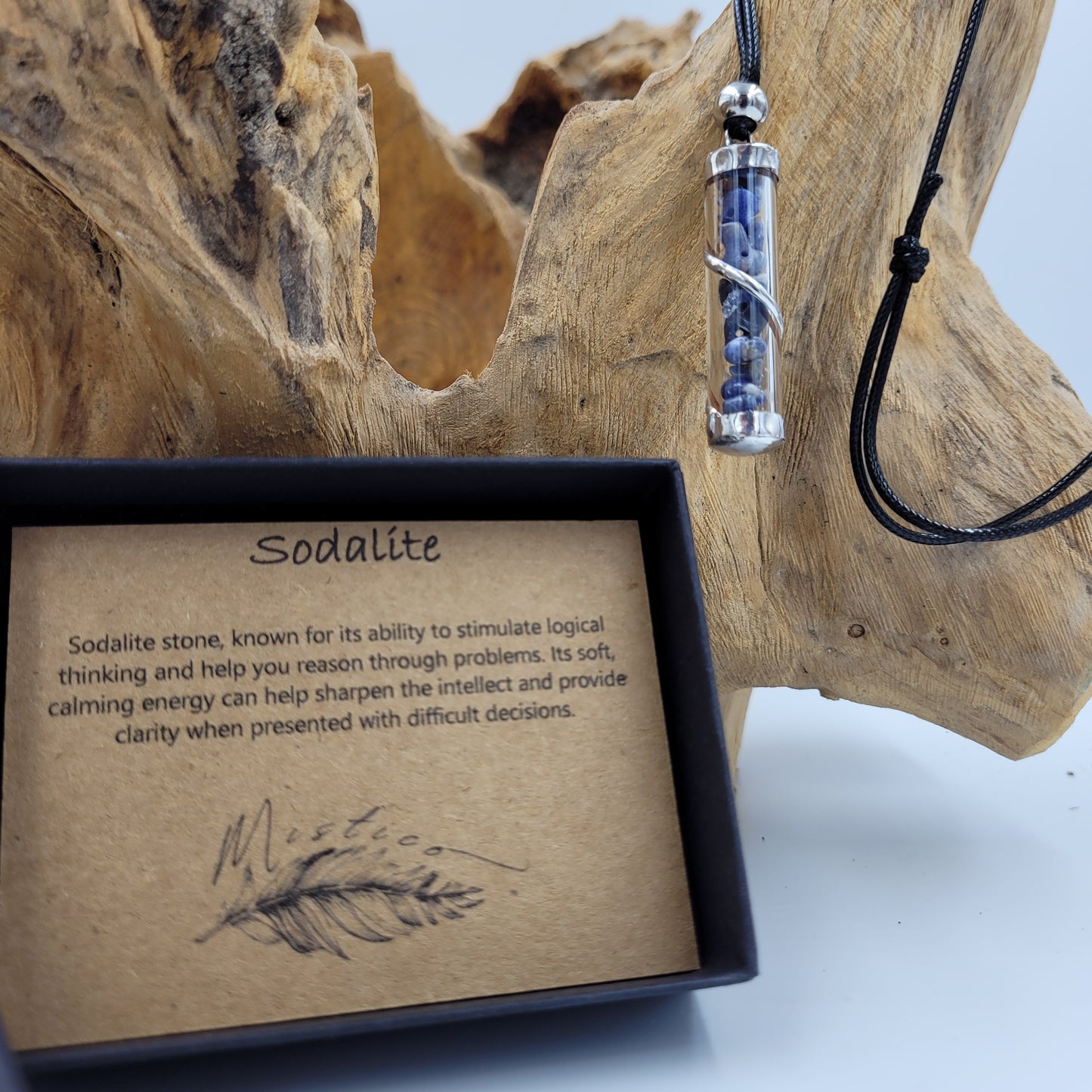 Sodalite Crystal Filled Tube Necklace