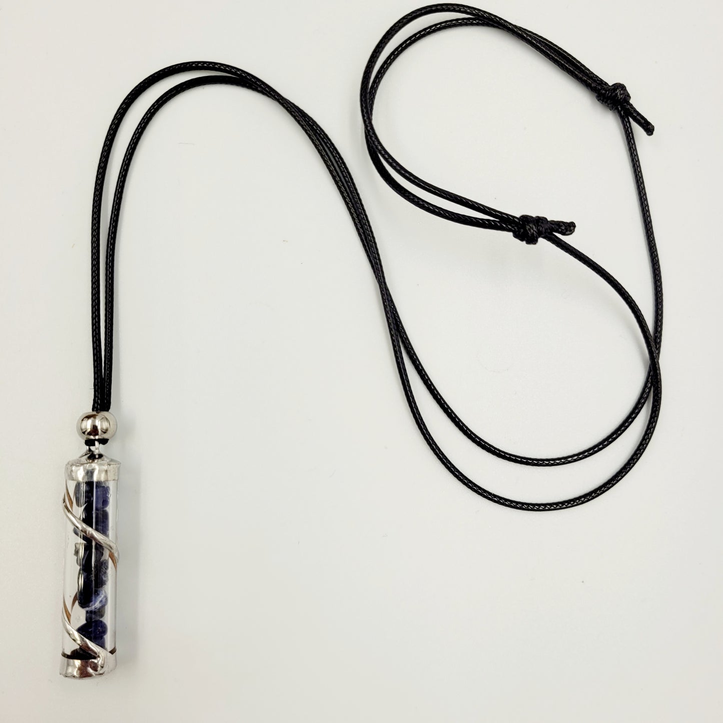 Sodalite Crystal Filled Tube Necklace