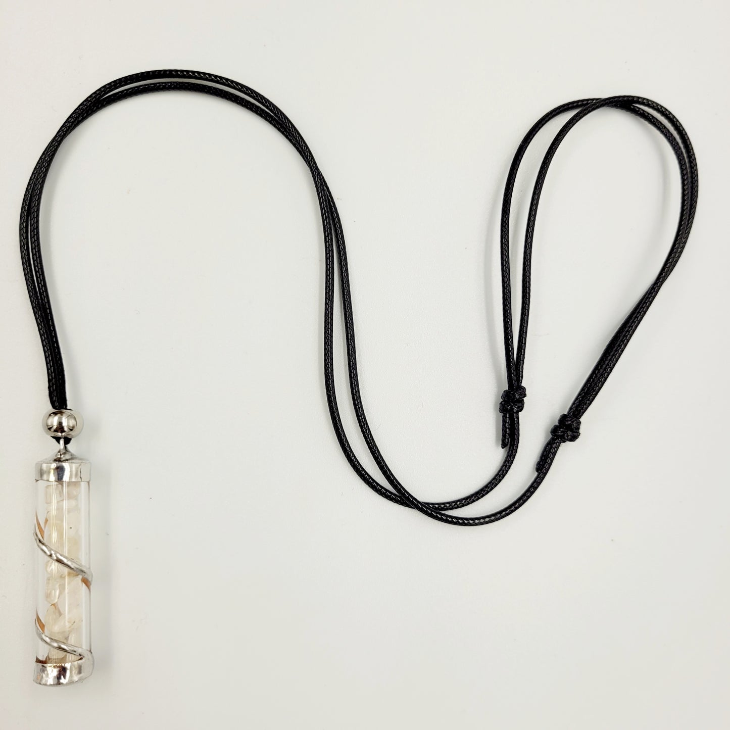 Moon Stone Crystal Filled Tube Necklace