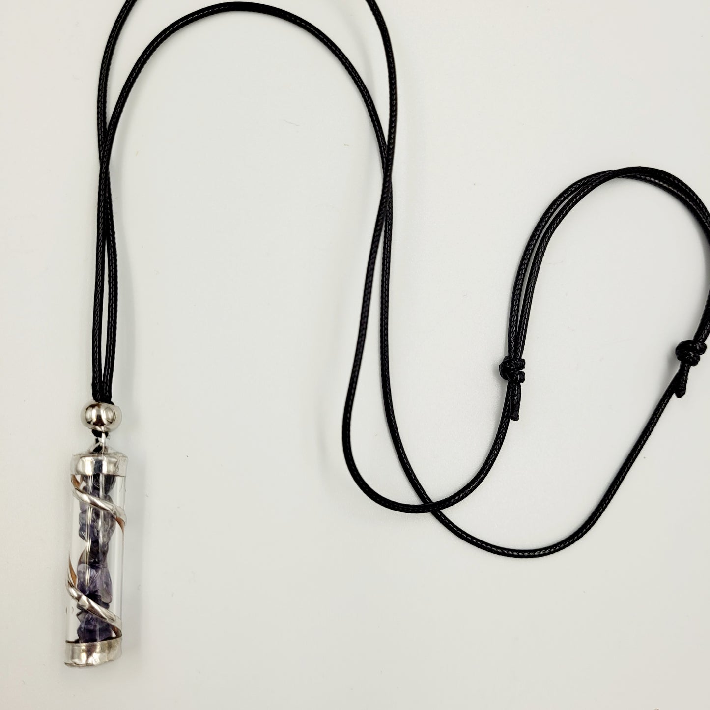 Iolite Crystal Filled Tube Necklace