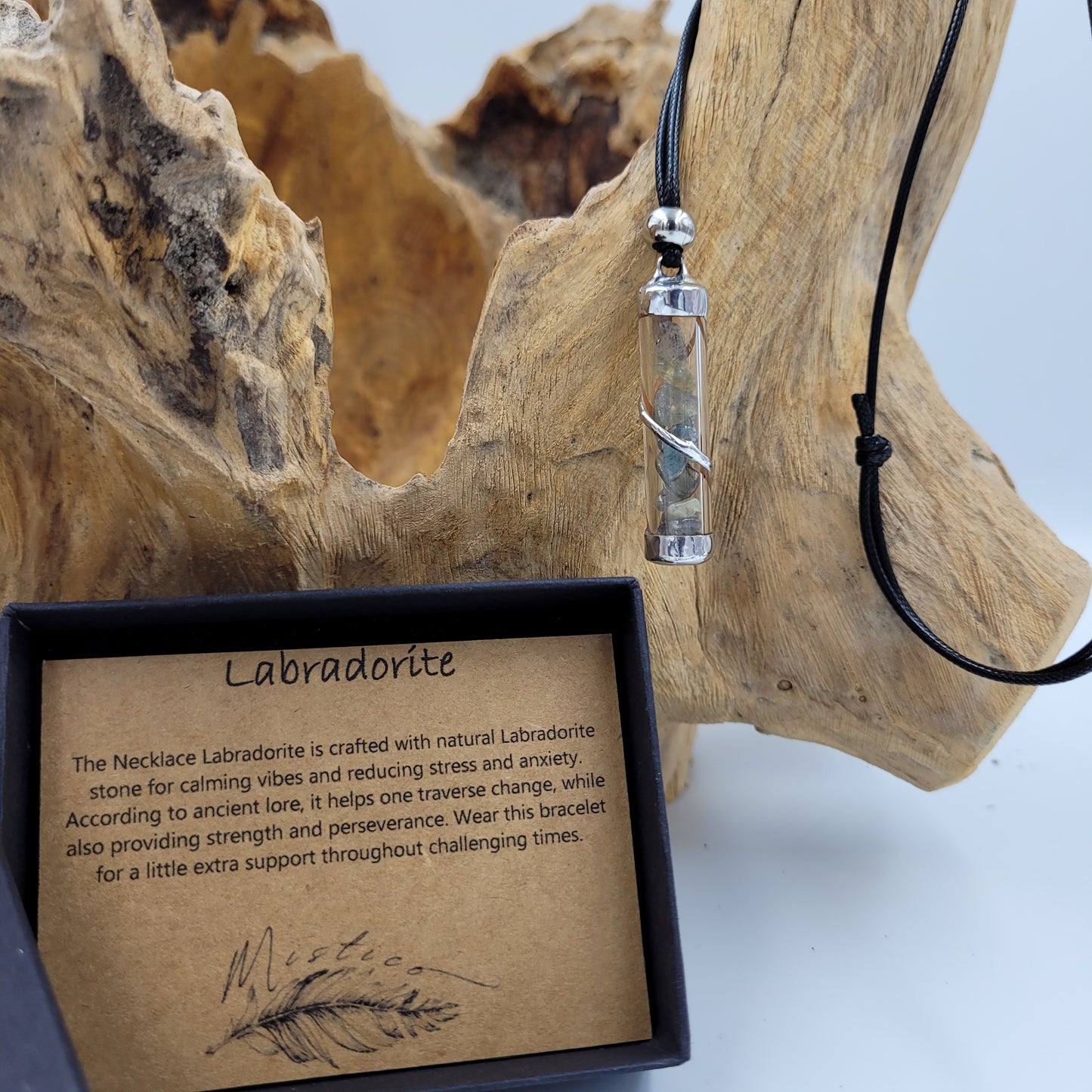 Labradorite Crystal Filled Tube Necklace